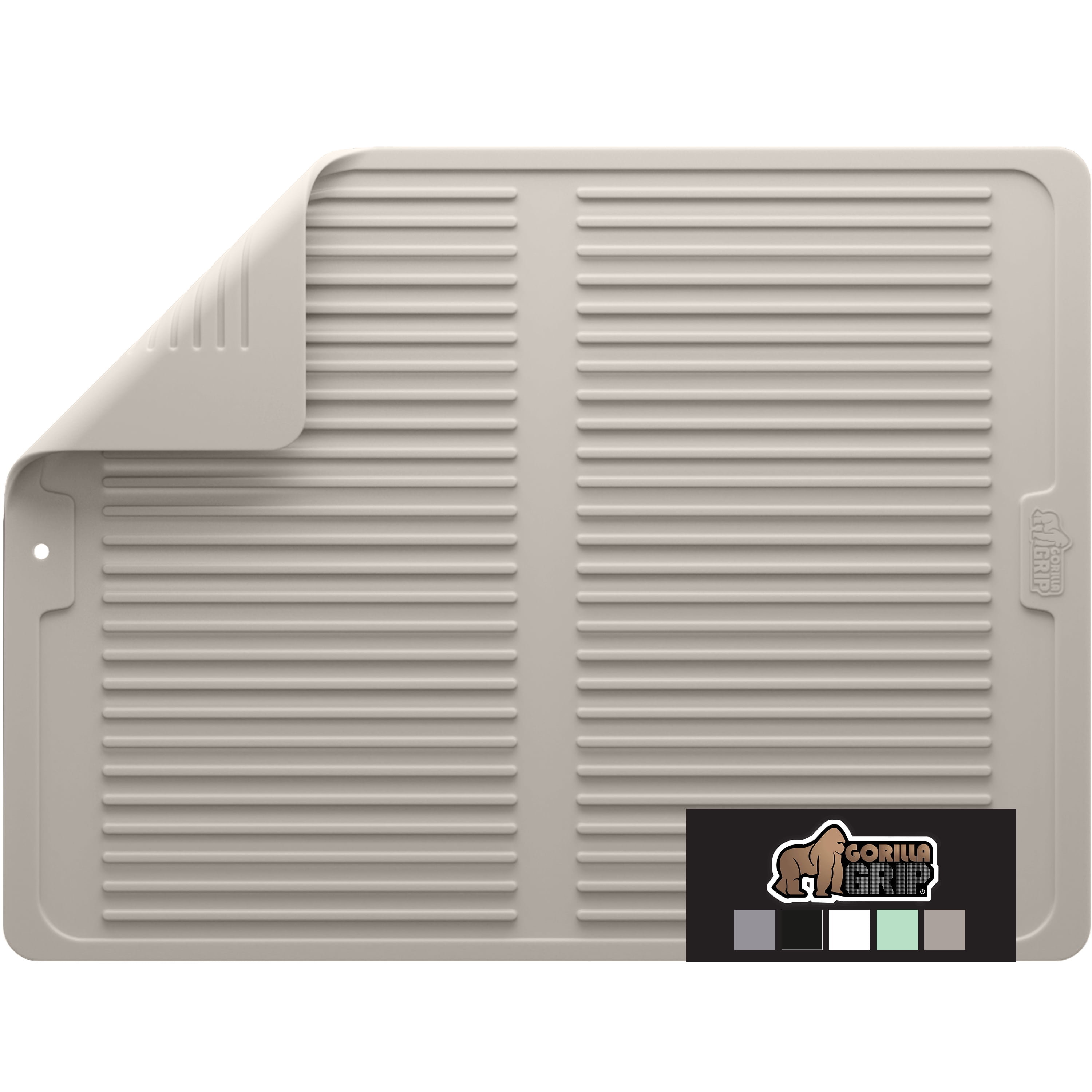 Almond Silicone Foldable Rectangular Dish Drying Mat, 13" x 11"