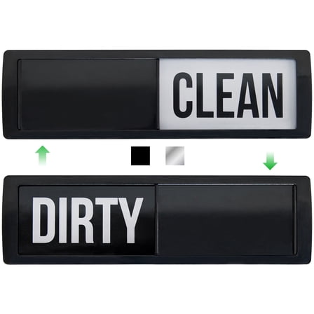 GORILLA GRIP Dishwasher Magnet Clean Dirty Sign, Optional Adhesive for Non-Magnet Surfaces, Black