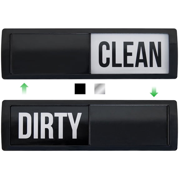 GORILLA GRIP Dishwasher Magnet Clean Dirty Sign, Optional Adhesive for Non-Magnet Surfaces, Black