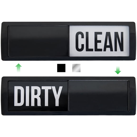 GORILLA GRIP Dishwasher Magnet Clean Dirty Sign, Optional Adhesive for Non-Magnet Surfaces, Black