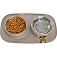 thumbnail image 1 of GORILLA GRIP Dog Bowls Feeding Mat Set, Stainless Steel Bowl, Raised Edge Silicone, 1 Cup, Beige, 1 of 10
