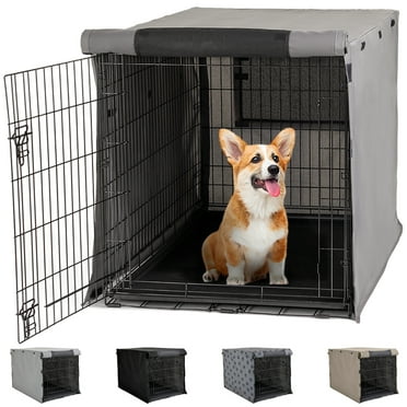 GORILLA GRIP Dog Crate Cover, Fits 30" Indoor Kennel Cage, Breathable Mesh Windows, Gray