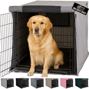 GORILLA GRIP Dog Crate Cover, Fits 42" Indoor Kennel Cage, Breathable Mesh Windows, Gray