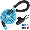 thumbnail image 1 of GORILLA GRIP Dog Leash, Heavy Duty Reflective Rope Leashes with Waste Bag Dispenser, 5 1/3 FT Blue, 1 of 9