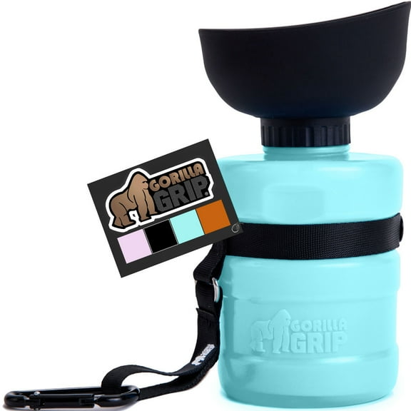 GORILLA GRIP Dog Water Bottle, 16 oz Pet Travel Squeeze Bottle, Food Grade Silicone, Turquoise