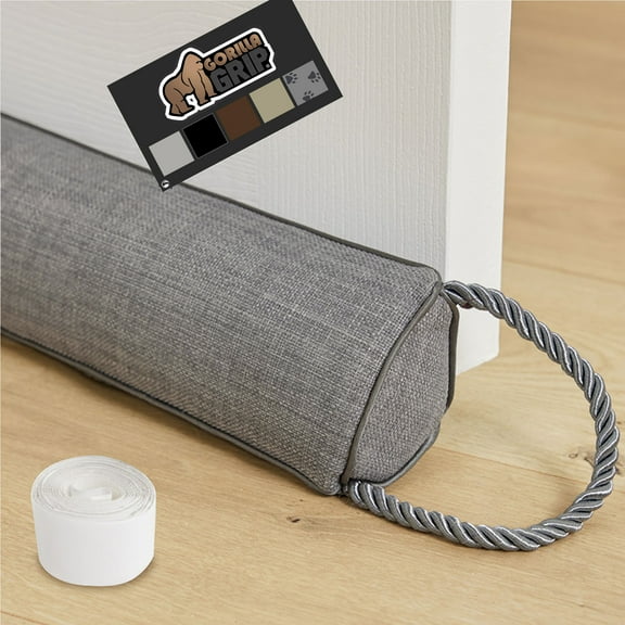 GORILLA GRIP Door Draft Stopper, 32", Blocks Air, Wind, Noise for Gaps Up to 3” Under Doors, Gray