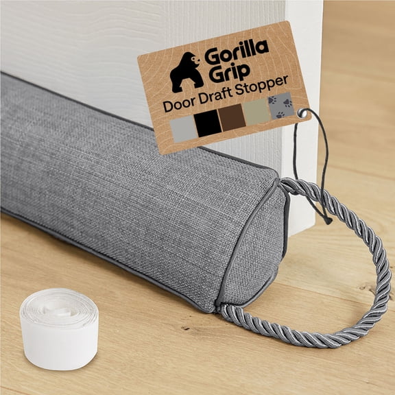 GORILLA GRIP Door Draft Stopper, 32", Blocks Air, Wind, Noise for Gaps Up to 3” Under Doors, Gray