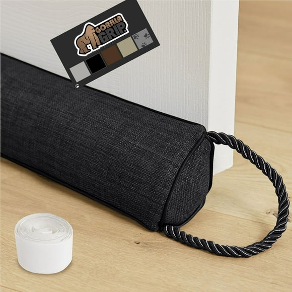 GORILLA GRIP Door Draft Stopper, 36", Blocks Air, Wind, Noise for Gaps Up to 3” Under Doors, Black