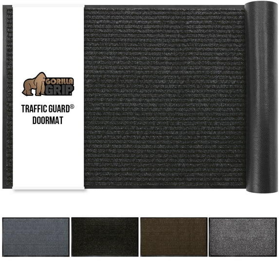 GORILLA GRIP Door Mat, Waterproof, Traffic Guard Commercial Office Doormat, 35x23, Black