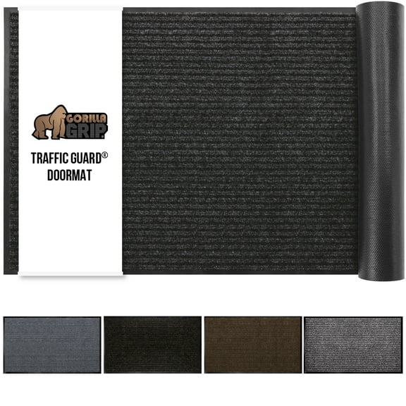 GORILLA GRIP Door Mat, Waterproof, Traffic Guard Commercial Office Doormat, 35x23, Black