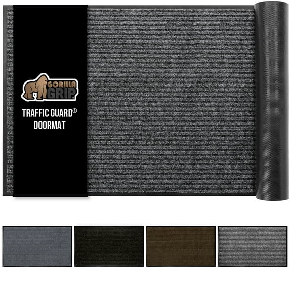 GORILLA GRIP Door Mat, Waterproof, Traffic Guard Commercial Office Doormat, 35x23, Gray