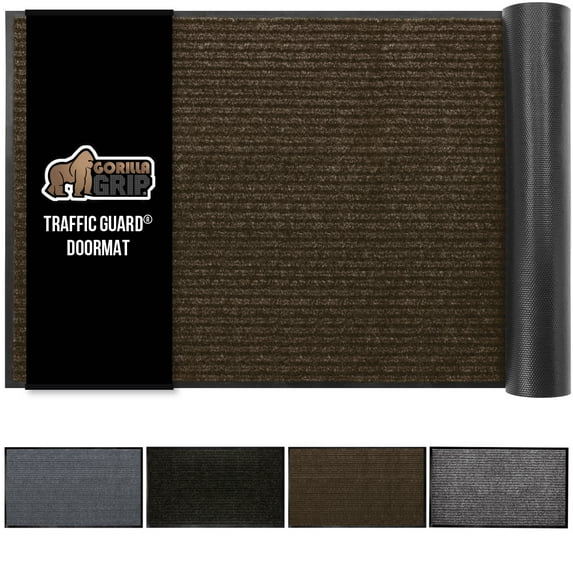 GORILLA GRIP Door Mat, Waterproof, Traffic Guard Commercial Office Doormat, 60x36, Brown