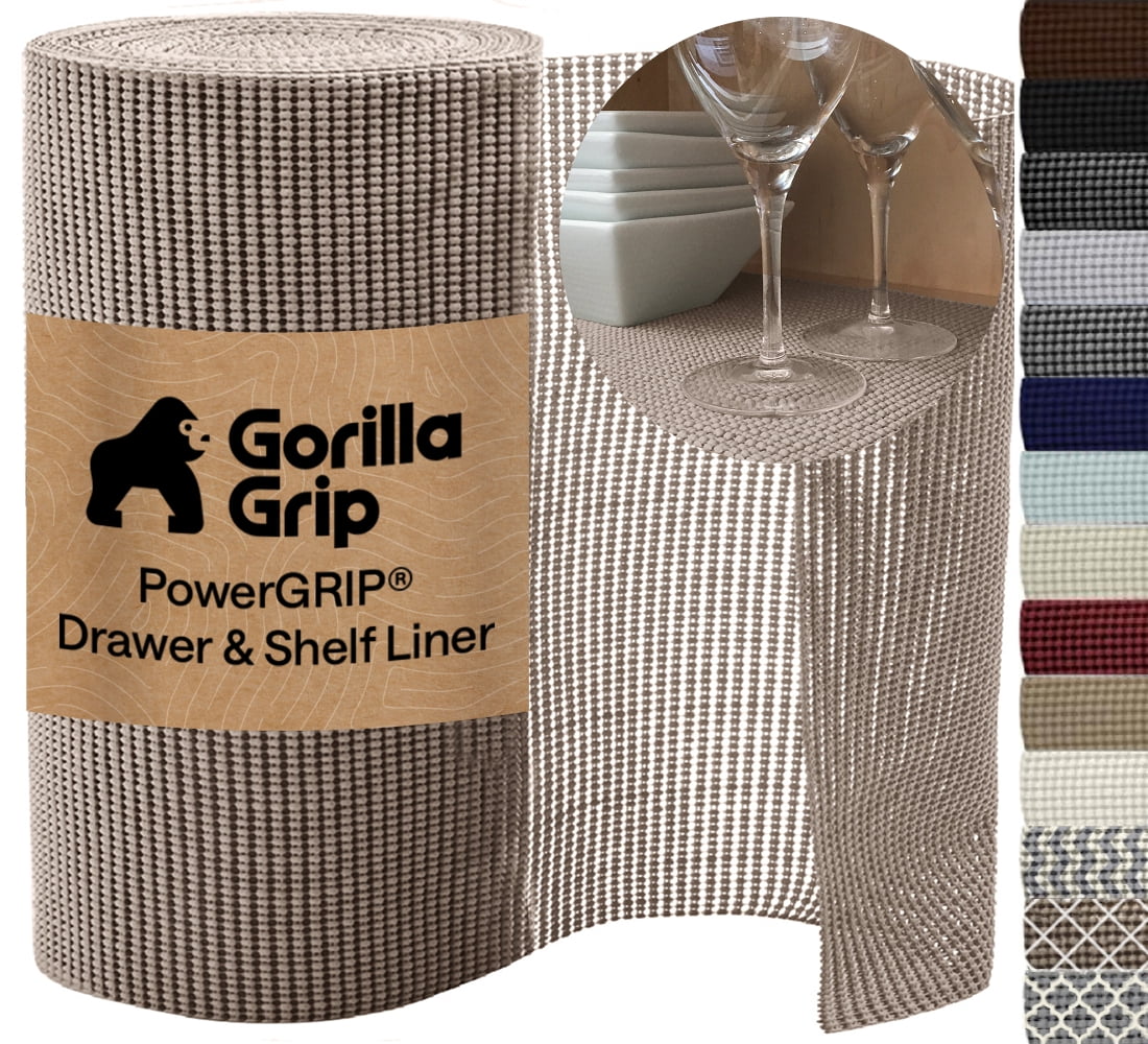 Gorilla Grip GORILLA GRIP Drawer Shelf Liner, Non-Adhesive Liners for Kitchen Pantry Cabinets, Easy Install, 12"x10', Beige