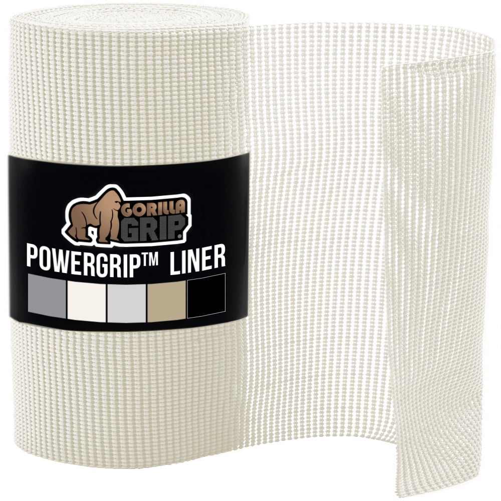 GORILLA GRIP Drawer Shelf Liner, Non-Adhesive Liners for Kitchen Pantry Cabinets, Easy Install, 12"x10', Snow White