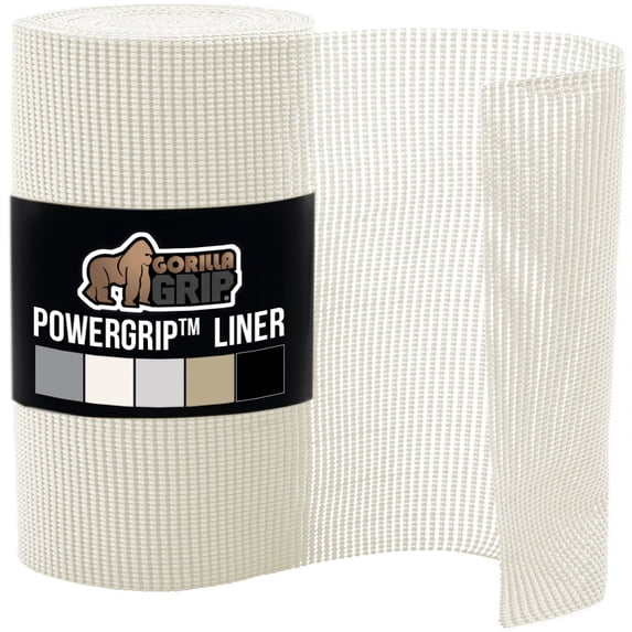 GORILLA GRIP Drawer Shelf Liner, Non-Adhesive Liners for Kitchen Pantry Cabinets, Easy Install, 12"x10', Snow White