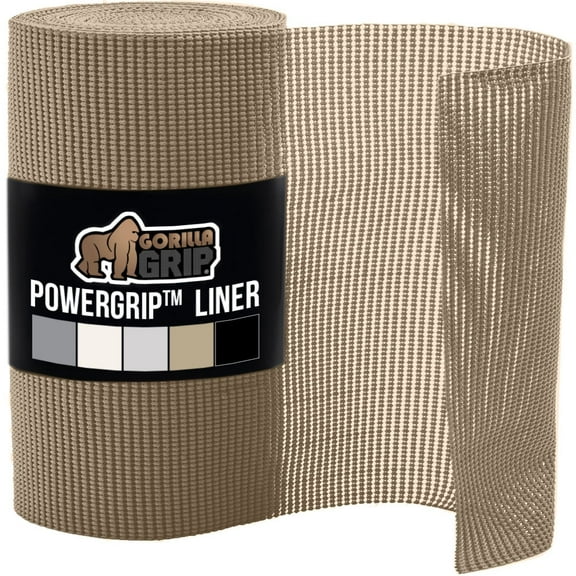 GORILLA GRIP Drawer Shelf Liner, Non-Adhesive Liners for Kitchen Pantry Cabinets, Easy Install, 12"x20', Beige