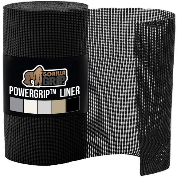 GORILLA GRIP Drawer Shelf Liner, Non-Adhesive Liners for Kitchen Pantry Cabinets, Easy Install, 12"x20', Black