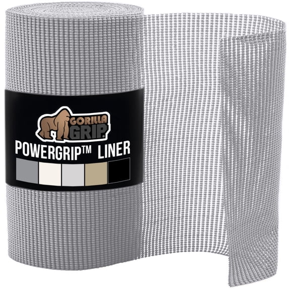 GORILLA GRIP Drawer Shelf Liner, Non-Adhesive Liners for Kitchen Pantry Cabinets, Easy Install, 12"x30', Light Gray