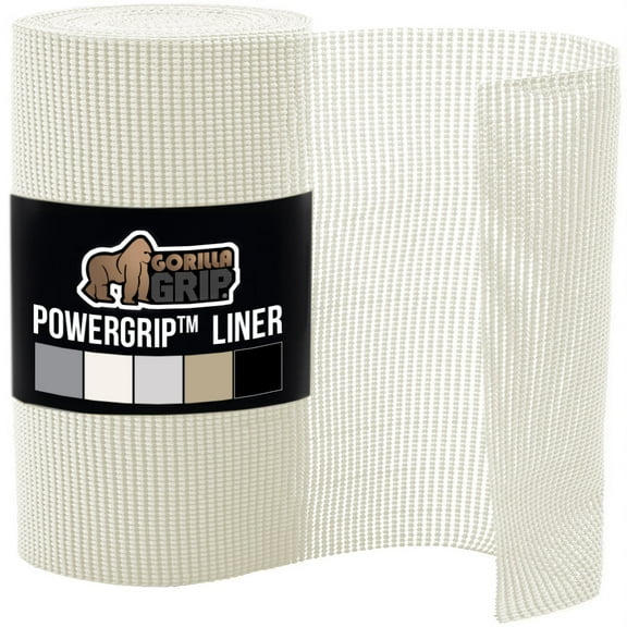 GORILLA GRIP Drawer Shelf Liner, Non-Adhesive Liners for Kitchen Pantry Cabinets, Easy Install, 17.5"x30', Off White