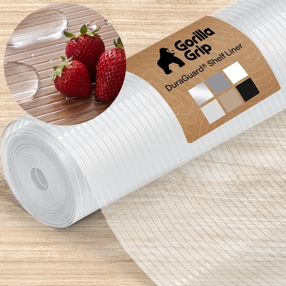 GORILLA GRIP Shelf Liner, DuraGuard Ribbed Waterproof Drawer, Cabinet Protection, 12x20, Clear