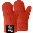 thumbnail image 1 of GORILLA GRIP Heat Resistant Durable Silicone Oven Mitts, BPA-Free Protective Grilling Potholders, Soft Cotton Lining, Flexible Waterproof Cooking Mitt Set, Kitchen Home Essentials, 12.5x8.3, Coral, 1 of 10