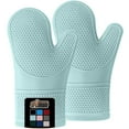 thumbnail image 1 of GORILLA GRIP Heat Resistant Durable Silicone Oven Mitts, BPA-Free Protective Grilling Potholders, Soft Cotton Lining, Flexible Waterproof Cooking Mitt Set, Kitchen Home Essentials, 12.5x8.3, Mint, 1 of 10