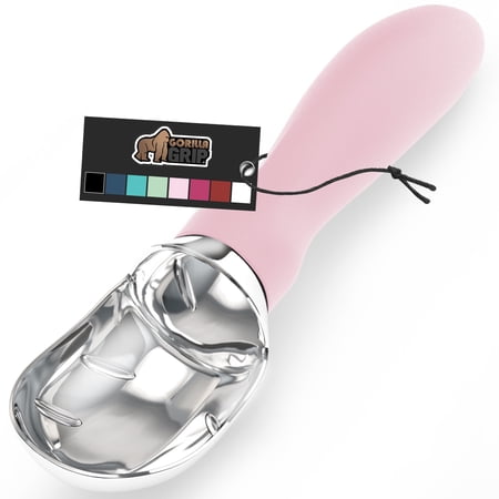 GORILLA GRIP Ice Cream Scoop Professional Grade Ice Cream Scooper for Perfect Round Scoops Pink