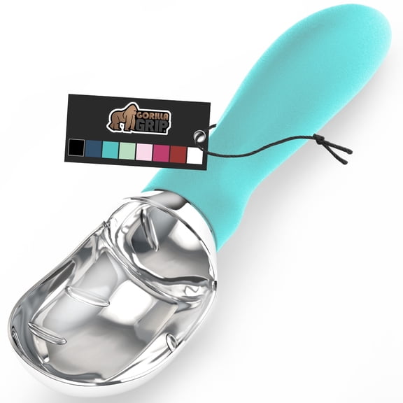 GORILLA GRIP Ice Cream Scoop Professional Grade Ice Cream Scooper for Perfect Round Scoops Turquoise