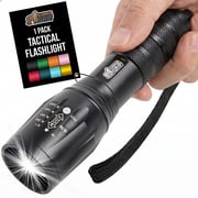 GORILLA GRIP LED Tactical Flashlight, 750 FT High Lumens 5 Adjustable Modes, Water Resistant, Black