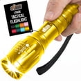 thumbnail image 1 of GORILLA GRIP LED Tactical Flashlight, 750 FT High Lumens 5 Adjustable Modes, Water Resistant, Gold, 1 of 9