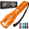 thumbnail image 1 of GORILLA GRIP LED Tactical Flashlight, 750 FT High Lumens 5 Adjustable Modes, Water Resistant, Orange, 1 of 9