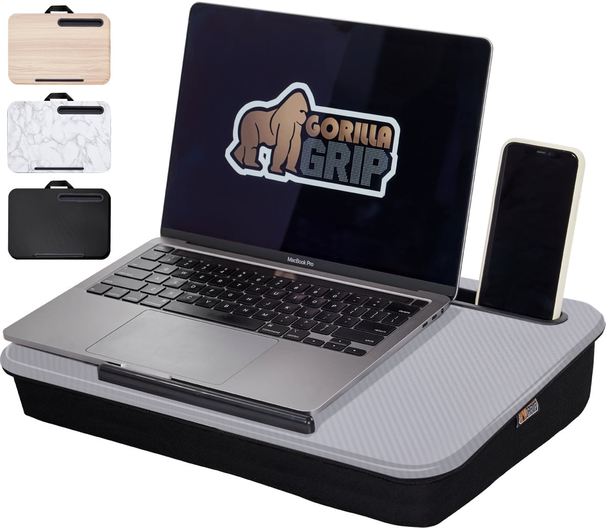 GORILLA GRIP Laptop Lap Desk, Portable Tablet Stand Fits Laptops up to 15.6", Gray
