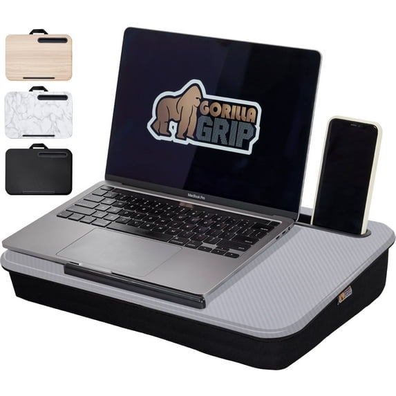 GORILLA GRIP Laptop Lap Desk, Portable Tablet Stand Fits Laptops up to 15.6", Gray