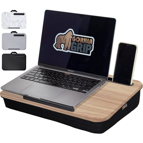 GORILLA GRIP Laptop Lap Desk, Portable Tablet Stand Fits Laptops up to 15.6", Light Wood