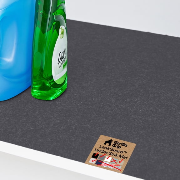 GORILLA GRIP LeakGuard Under Sink Mat, Waterproof Shelf Liner, Non-Adhesive, 24x30 Charcoal