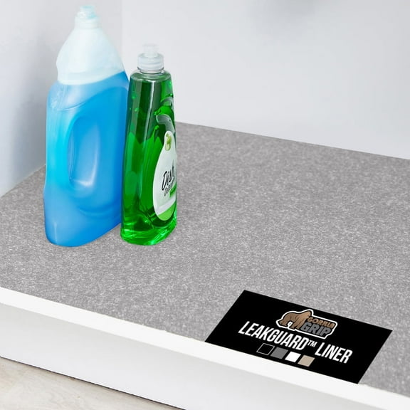 GORILLA GRIP LeakGuard Under Sink Mat, Waterproof Shelf Liner, Non-Adhesive, 24x30 Light Gray