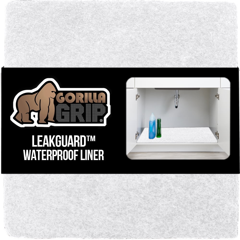 GORILLA GRIP LeakGuard Under Sink Mat, Waterproof Shelf Liner, Non-Adhesive, 24x30 White