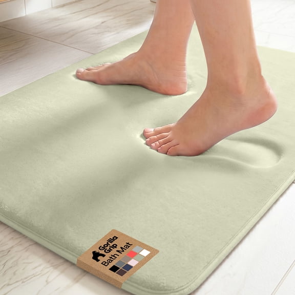 GORILLA GRIP Memory Foam Bath Rug, Machine Washable, Bath Rugs for Bathroom Floor, 24x17 Mat, Sage