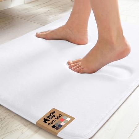 GORILLA GRIP Memory Foam Bath Rug, Machine Washable, Bath Rugs for Bathroom Floor, 30x20 Mat, White