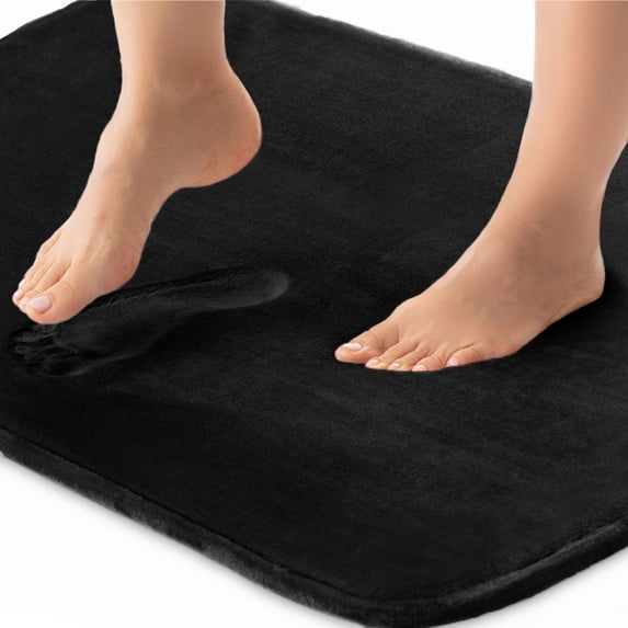 GORILLA GRIP Memory Foam Bath Rug, Machine Washable, Bath Rugs for Bathroom Floor, 42x24 Mat, Black