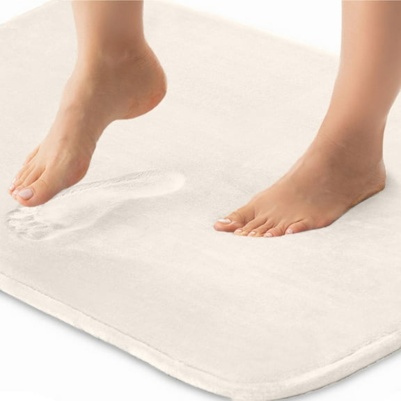 GORILLA GRIP Memory Foam Bath Rug, Machine Washable, Bath Rugs for Bathroom Floor, 42x24 Mat, Cream