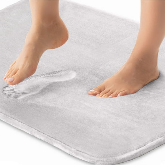 GORILLA GRIP Memory Foam Bath Rug, Machine Washable, Bath Rugs for Bathroom Floor, 42x24 Mat, Light Gray