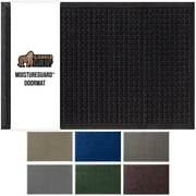GORILLA GRIP Moisture Guard Doormat, Indoor Outdoor Rubber Backed Weather Mat, 29x17, Black