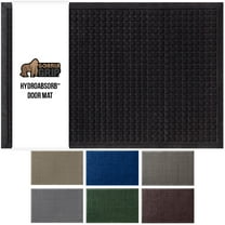 GORILLA GRIP HydroAbsorb Doormat, Indoor Outdoor Rubber Backed Weather Mat, 29x17, Black