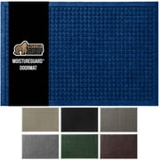 GORILLA GRIP Moisture Guard Doormat, Indoor Outdoor Rubber Backed Weather Mat, 29x17, Blue