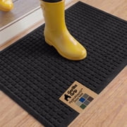 GORILLA GRIP HydroAbsorb Doormat, Indoor Outdoor Rubber Backed Weather Mat, 35x23, Black