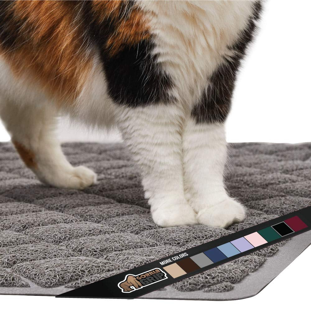 GORILLA GRIP Original Premium Durable Cat Litter Mat, Gray