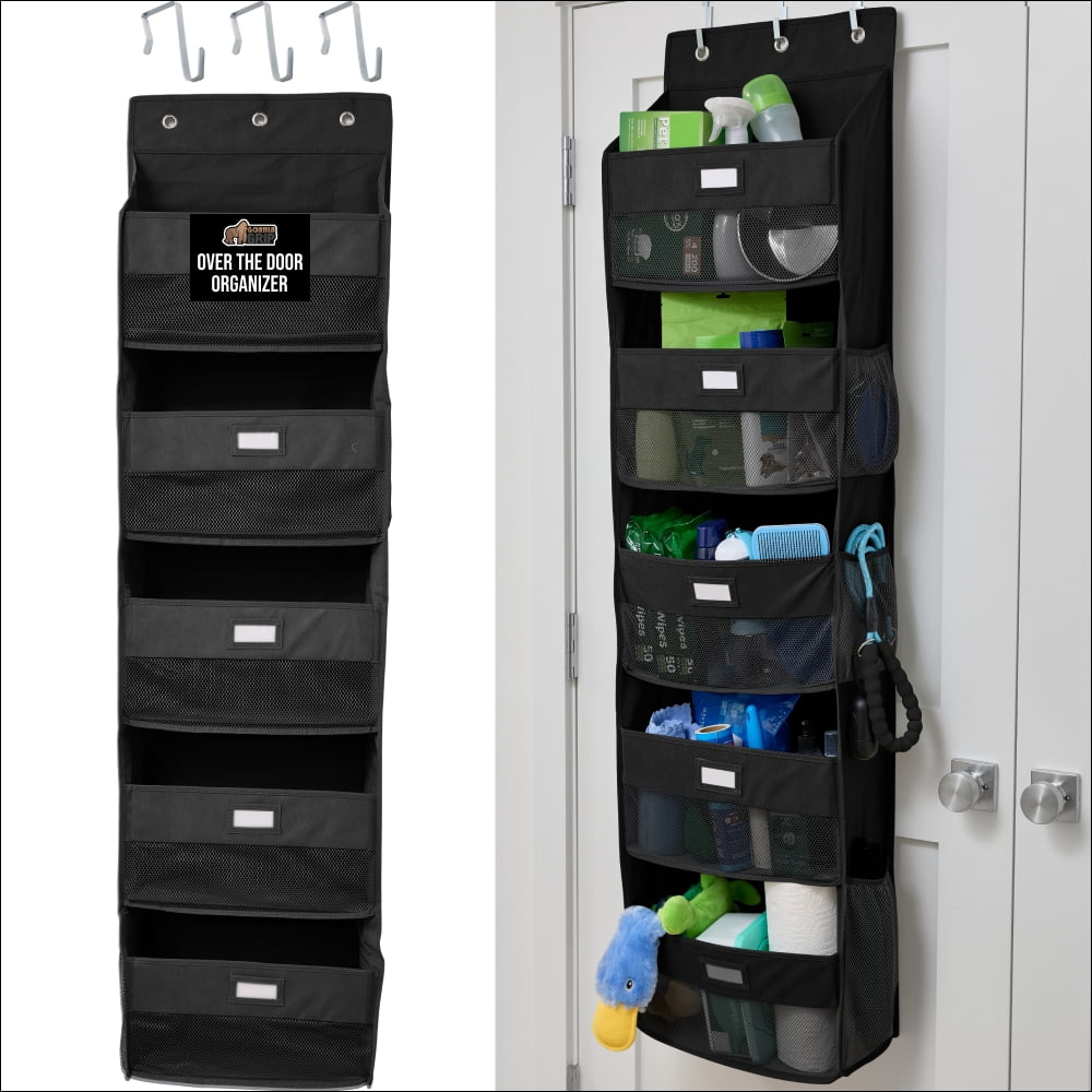 GORILLA GRIP Over Door Organizer Holds 50lbs 5 Shelf Hanger for Bedroom, Bathroom 58x15 Inches Black