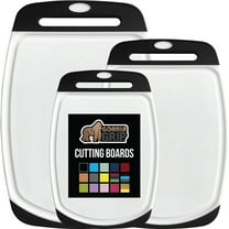 GORILLA GRIP Oversized 100% BPA Free Reversible Kitchen Cutting Board Set of 3, Juice Grooves, Dishwasher Safe, Black