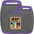 thumbnail image 1 of GORILLA GRIP Oversized 100% BPA Free Reversible Kitchen Cutting Board Set of 3, Juice Grooves, Dishwasher Safe, Purple Gray, 1 of 10